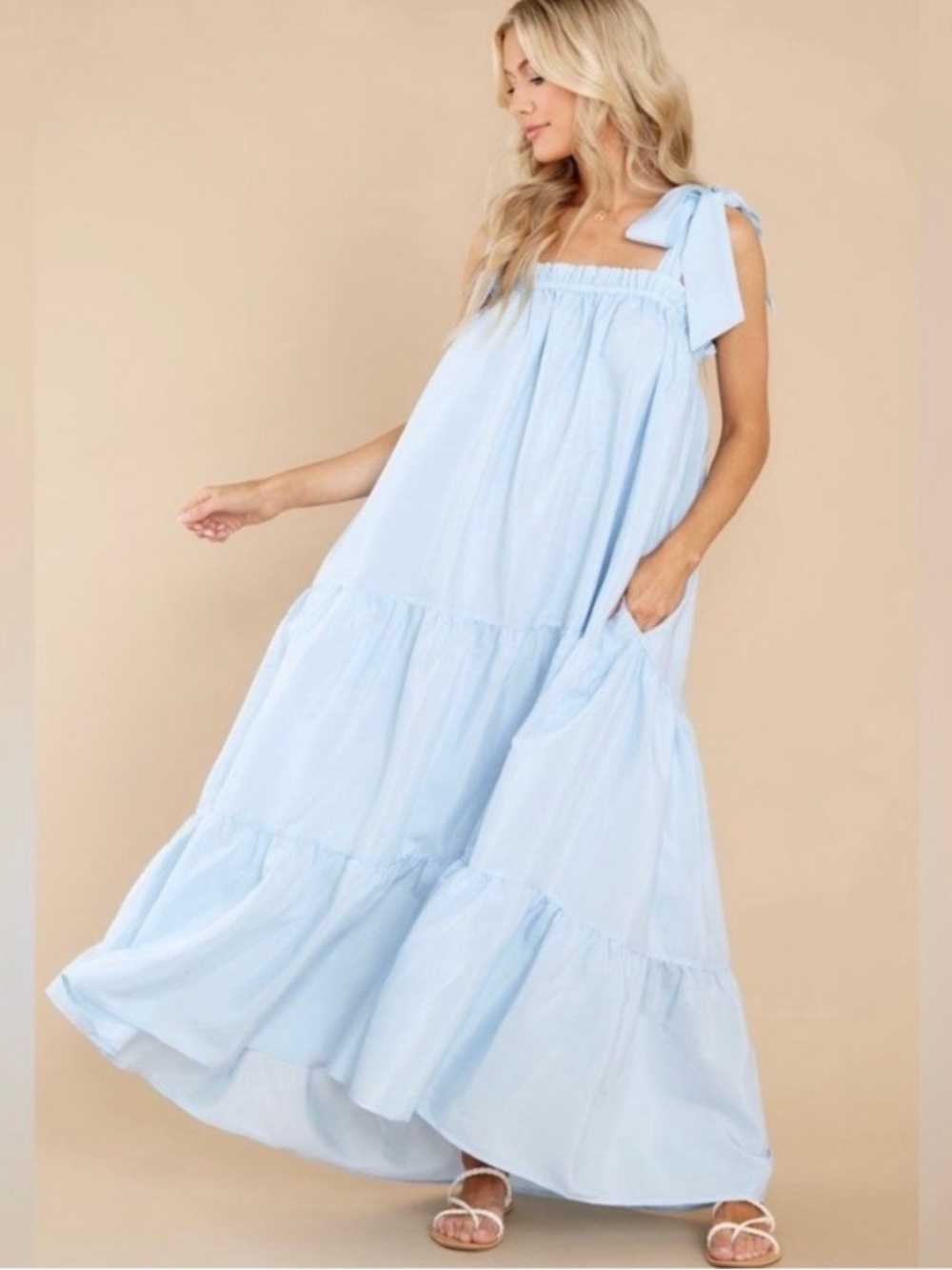 Red Dress Boutique Starry Skies Light Blue Maxi Dress - size Small